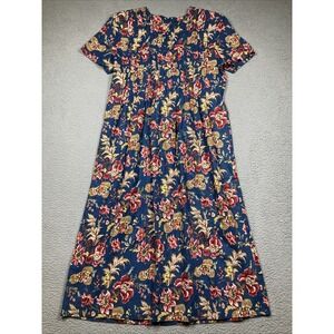 Positive Attitude Dress Women's 14 Petite Blue Floral Linen Prairie Cottage Core